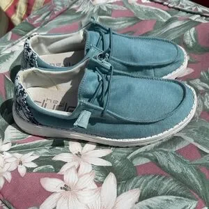 Hey Dude | Shoes | Hey Dude Teal Loafers With Patterned Heel  display picture 3